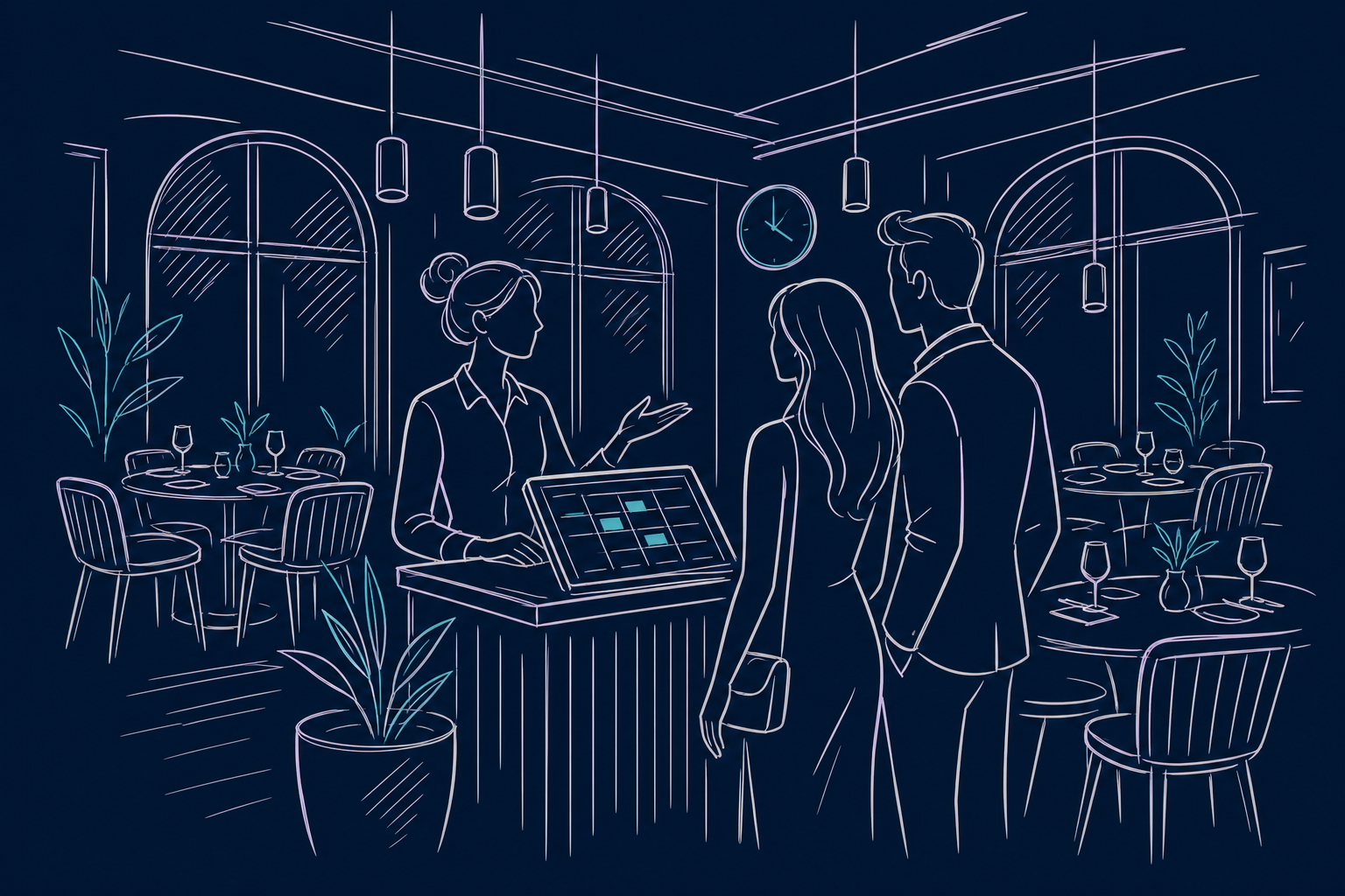 Ilustración de una reserva gestionada en el restaurante